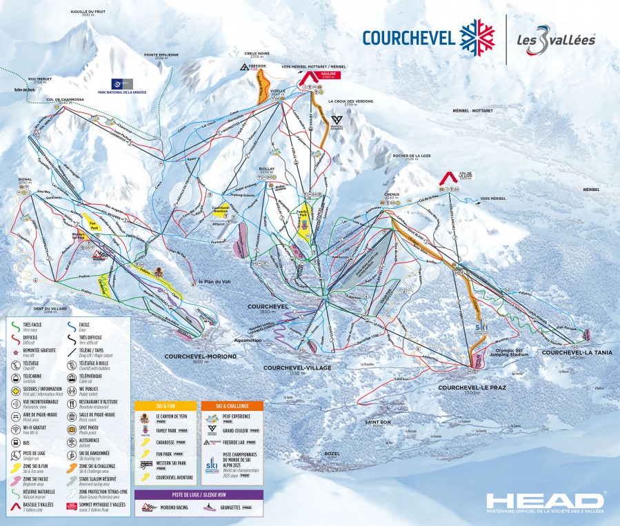 Plan des pistes de Courchevel - 3 Vallées Votre terrain de jeux